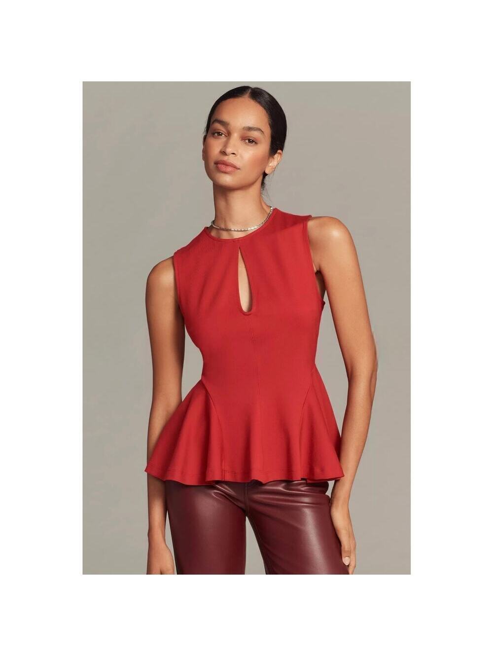 NWT Maeve Night Watch Peplum Tank Top Red Wine. Size M. Retails $88